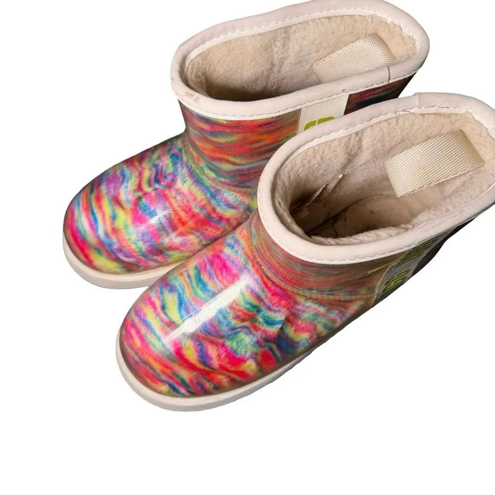 UGG Classic Clear Mini Pixelate Waterproof Shearling Rainbow Boots